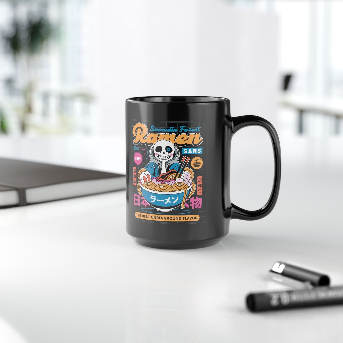 Snowdin Forest Ramen Aesthetic Black Mug