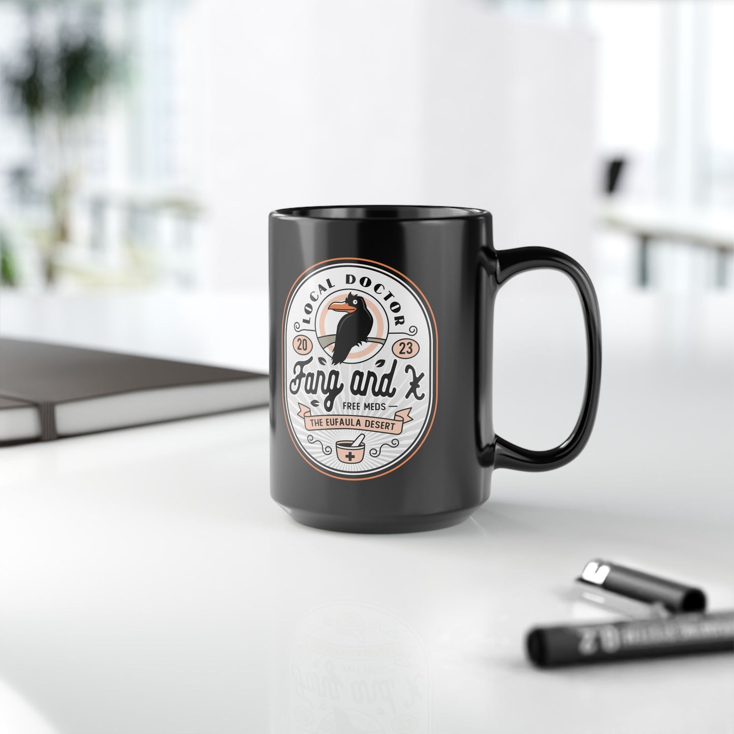 Fang and X Clinic Crest Black Mug