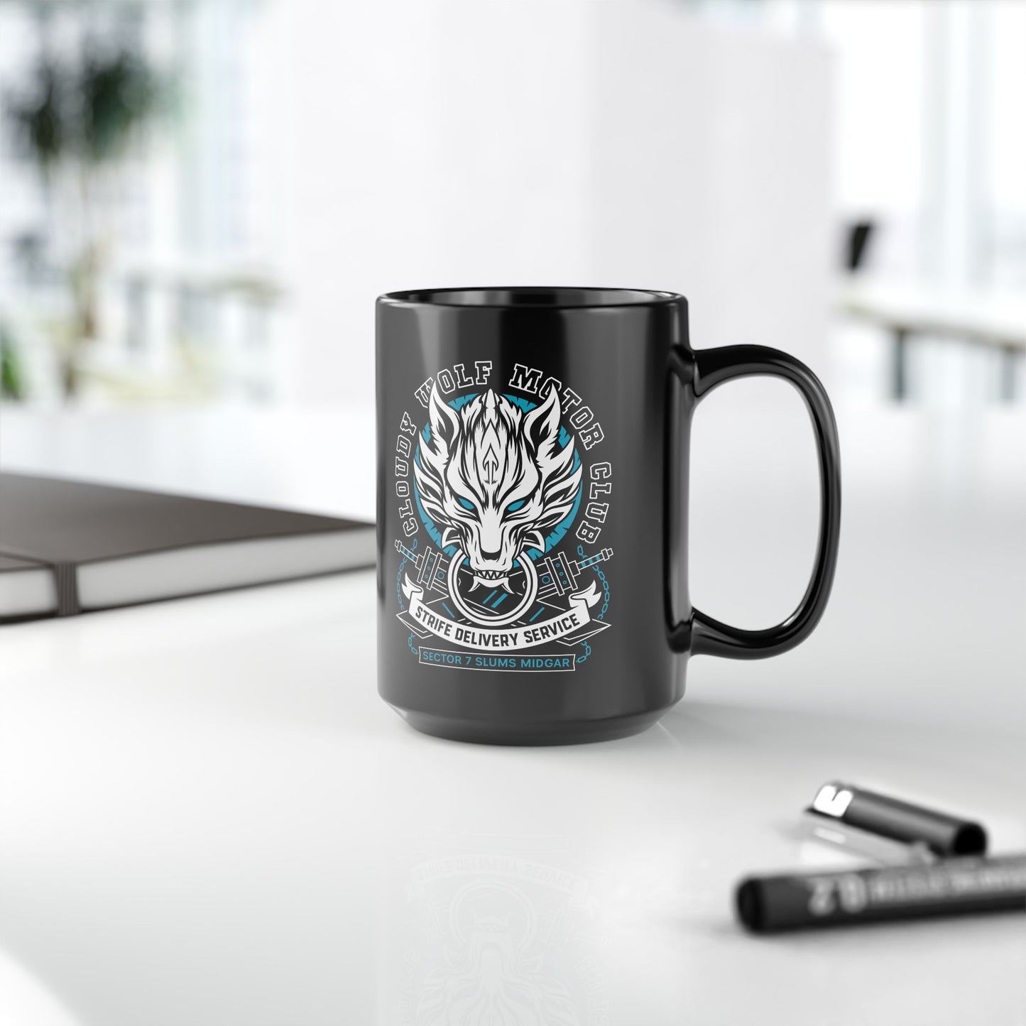 Cloudy Wolf Midgar Motor Black Mug