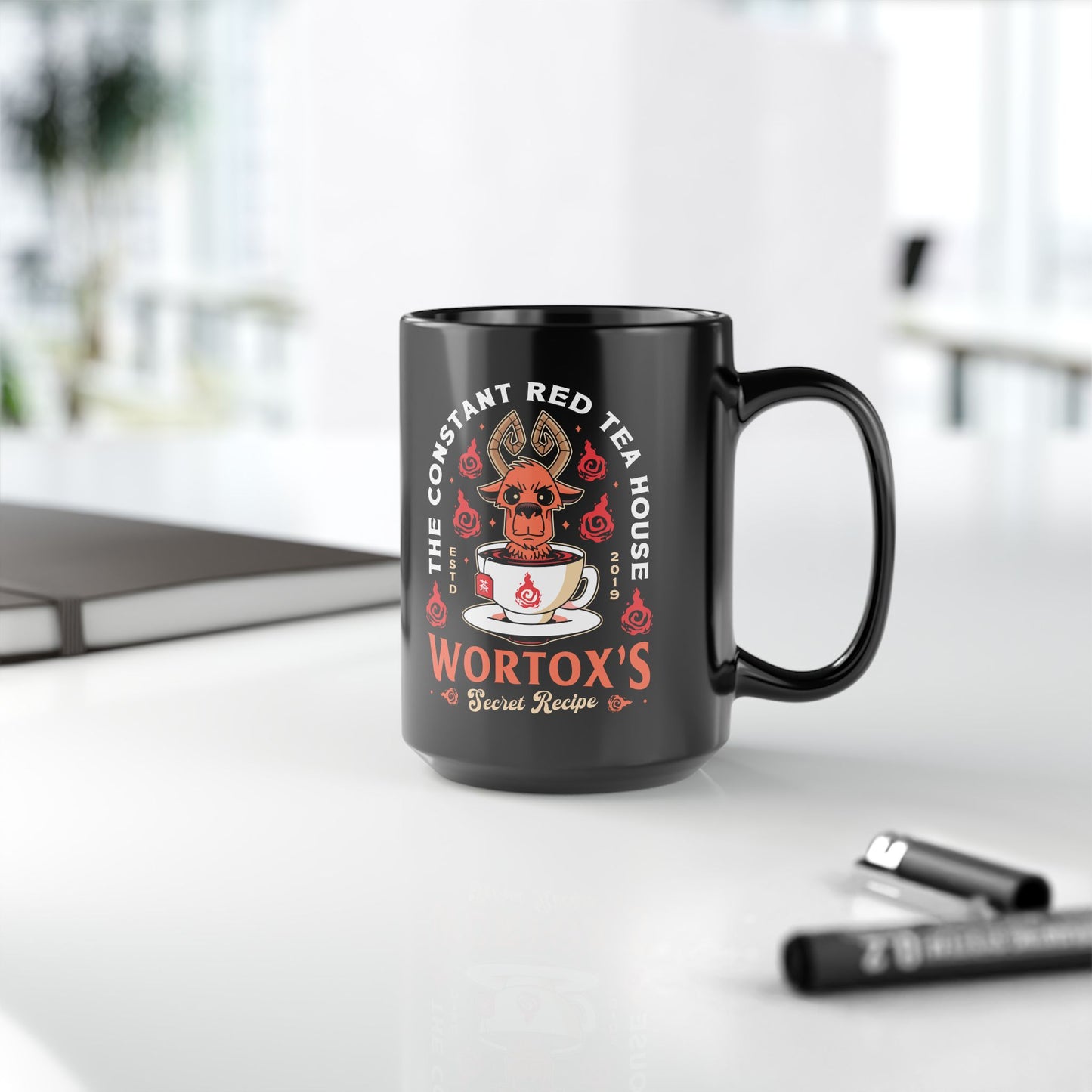 Wortox Red Tea Emblem Black Mug