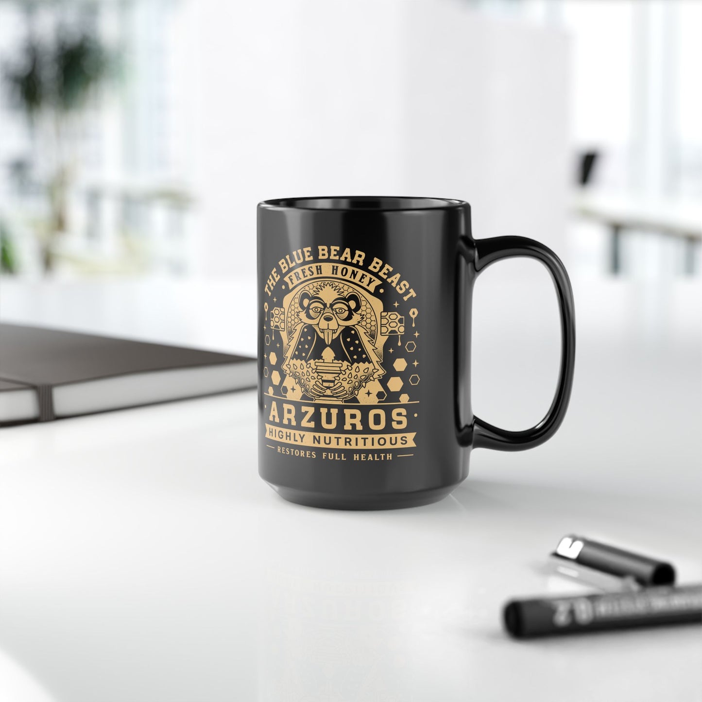 Arzuros Honey Vintage Crest Black Mug