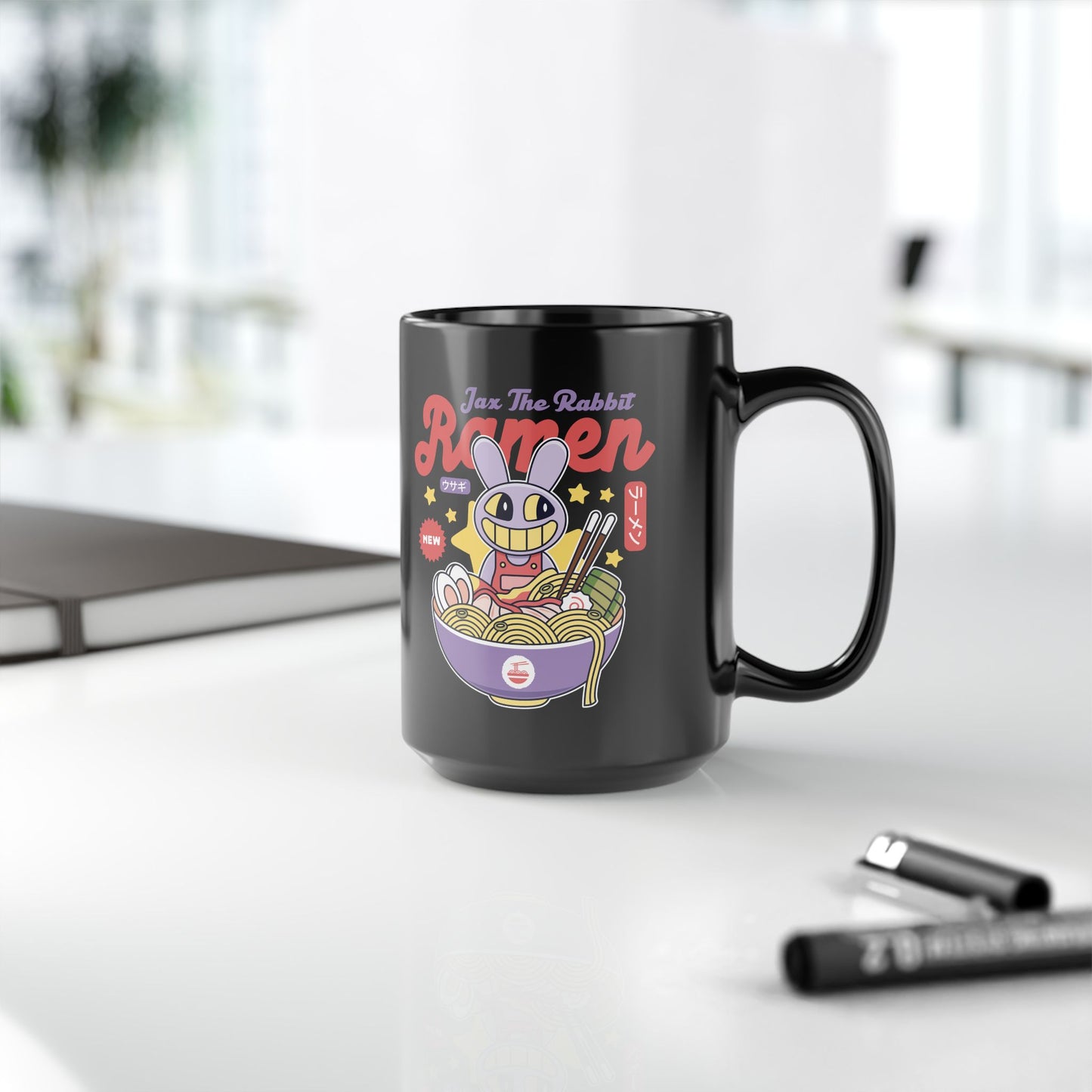 Jax Purple Rabbit Ramen Black Mug