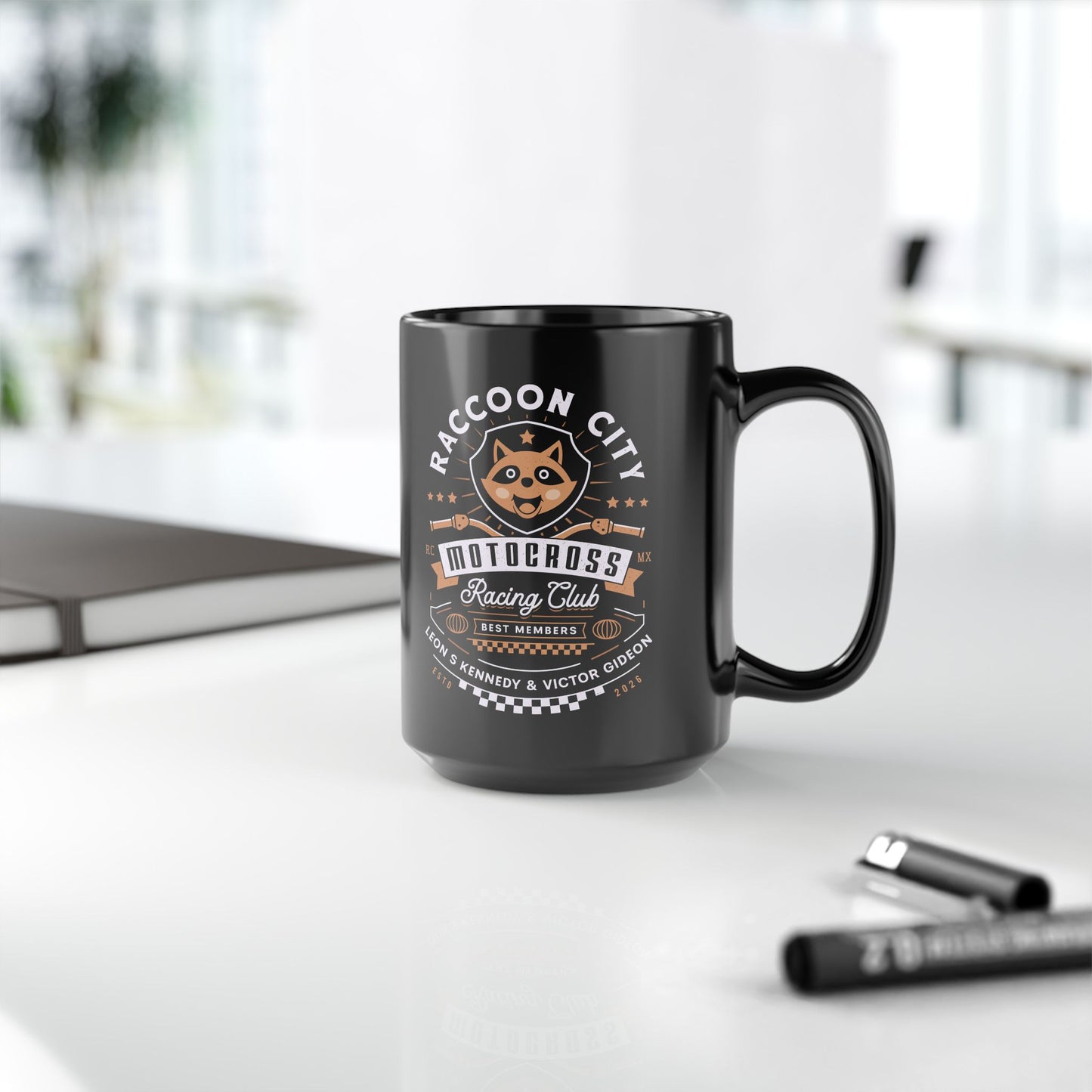 Raccoon City Racing Club Emblem Black Mug