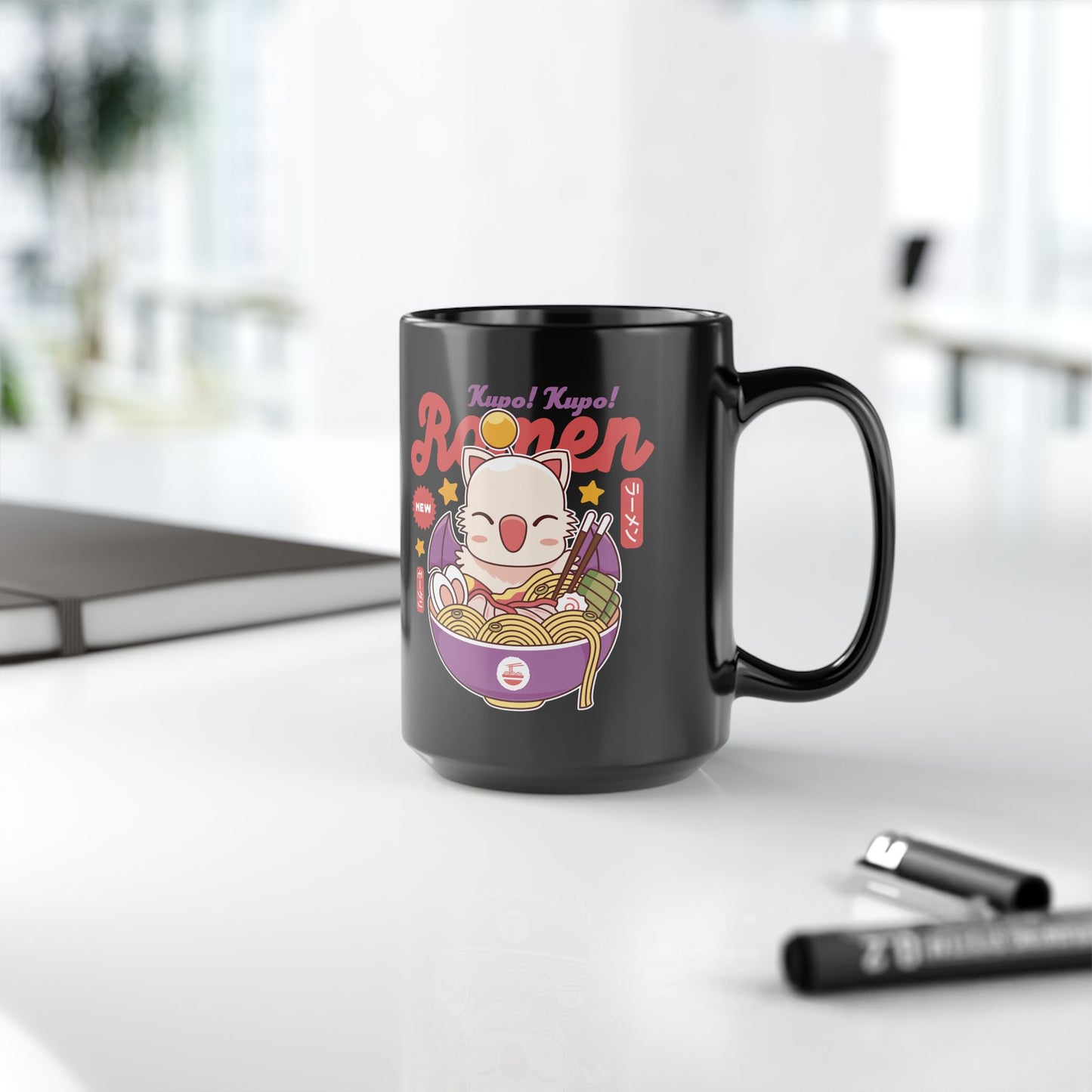 Moogle Kupo Ramen Black Mug