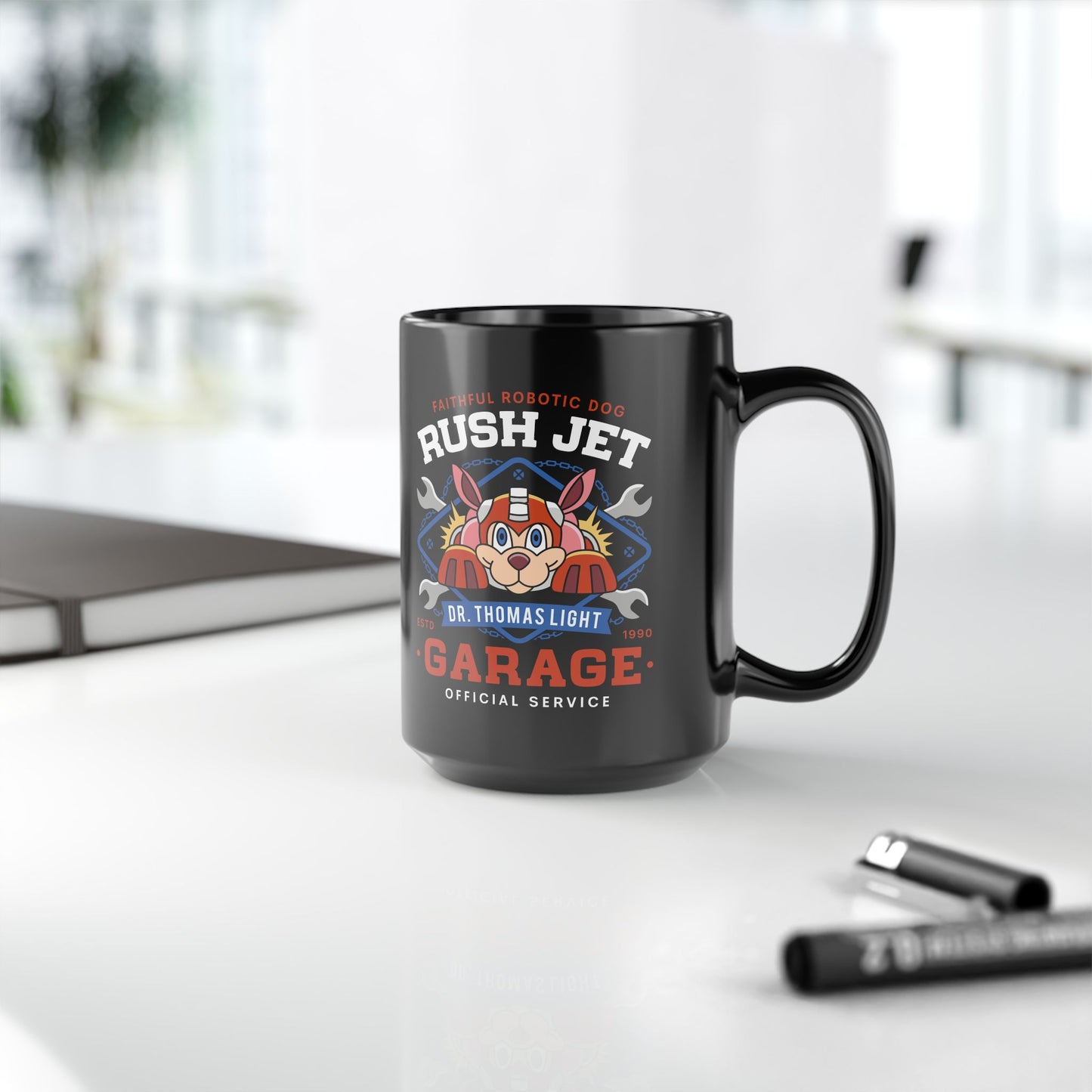 Dr Thomas Light Garage Black Mug