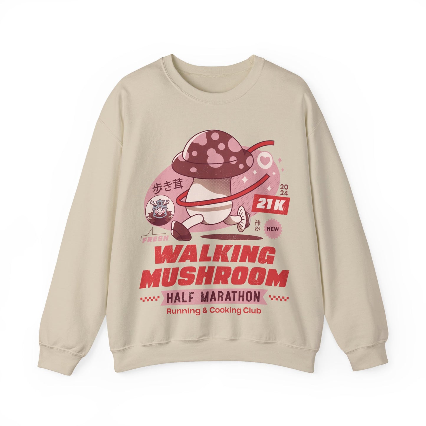 Walking Mushroom Marathon Unisex Crewneck Sweatshirt