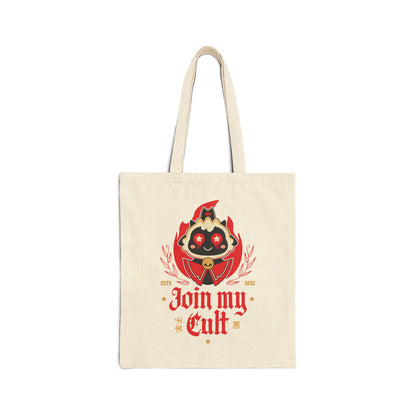 Join My Cult Emblem Cotton Canvas Tote Bag