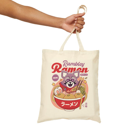 Rambley The Raccoon Ramen Canvas Tote Bag