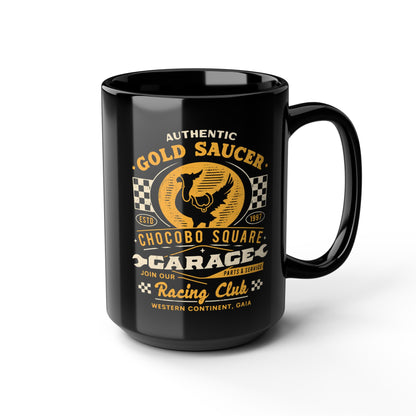 Gold Saucer Garage Vintage Black Mug