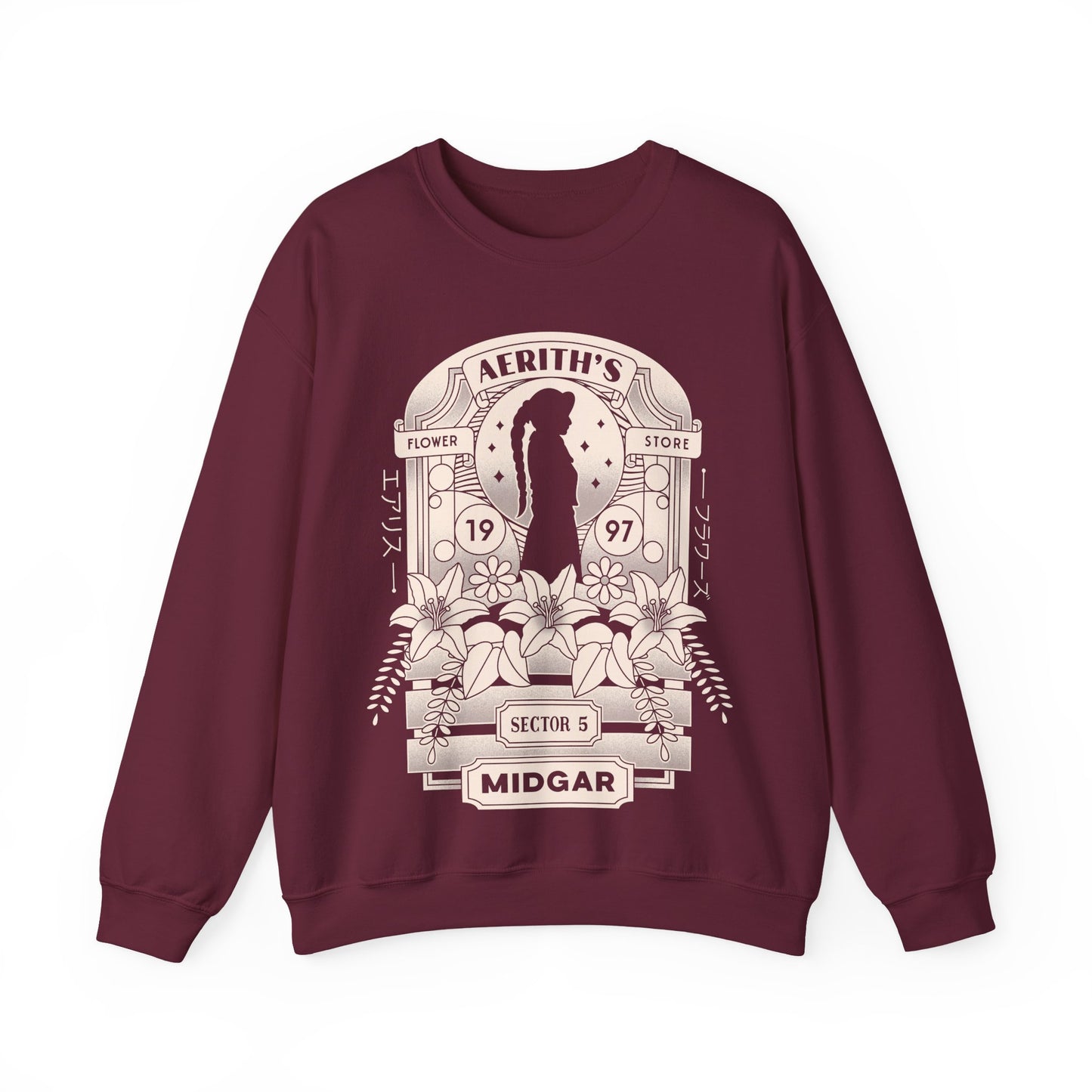 Aerith And Flowers Unisex Crewneck Sweatshirt