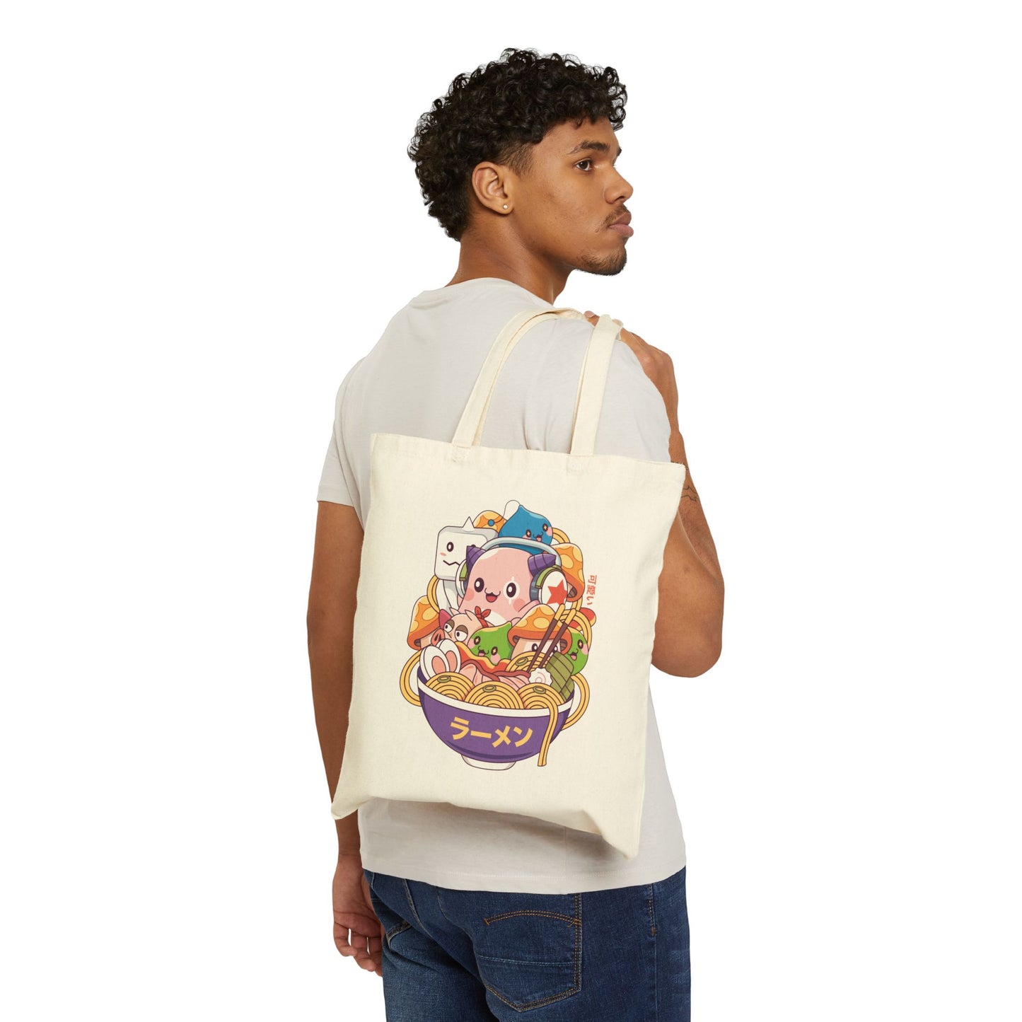Maple World Monsters Ramen Cotton Canvas Tote Bag