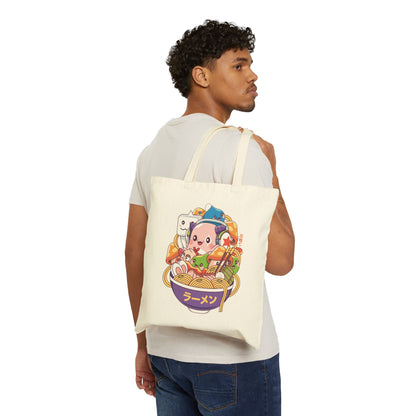 Maple World Monsters Ramen Cotton Canvas Tote Bag