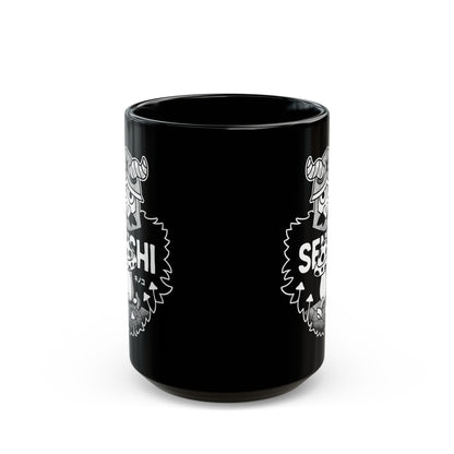 Walking Mushroom And Dwarf  Black Mug