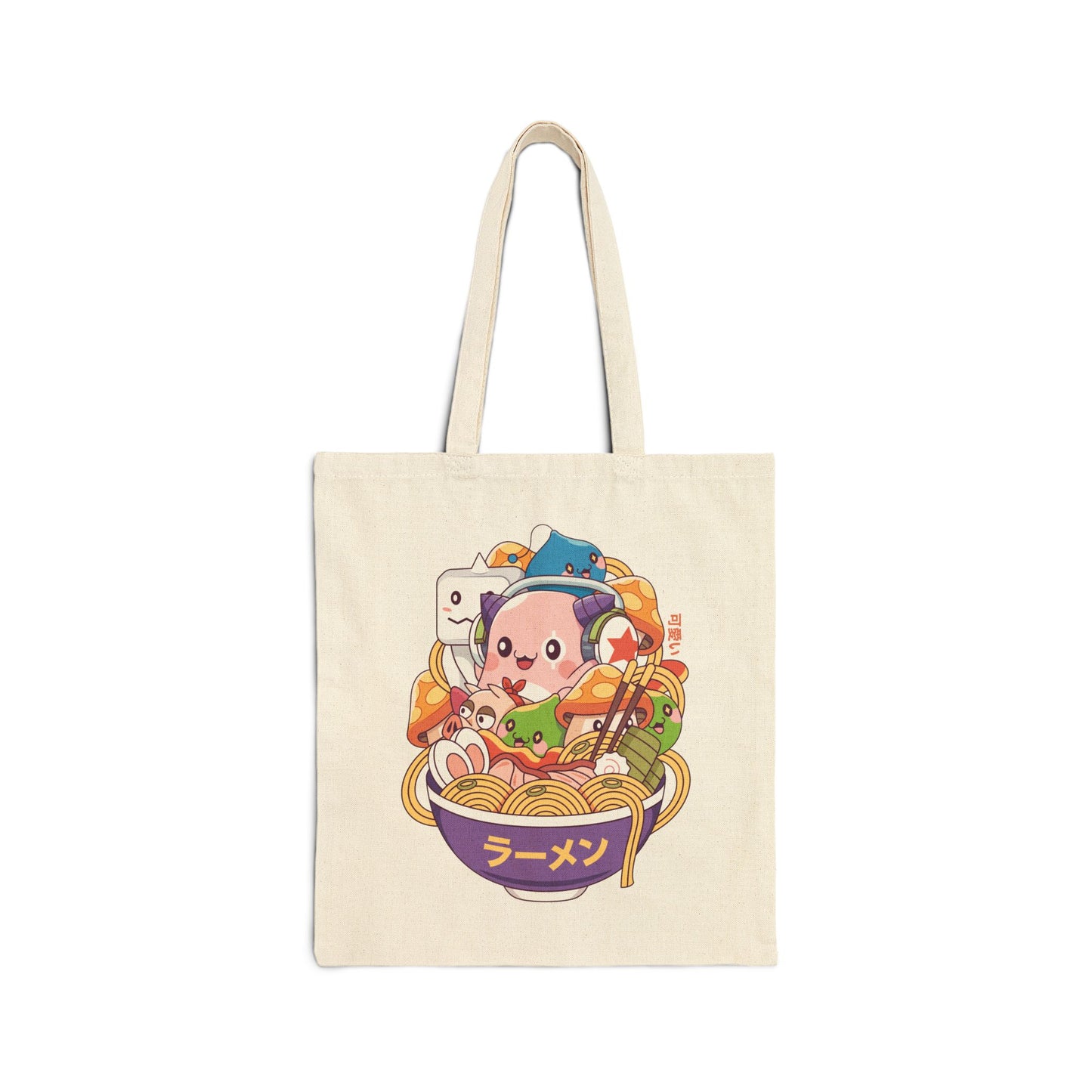 Maple World Monsters Ramen Cotton Canvas Tote Bag