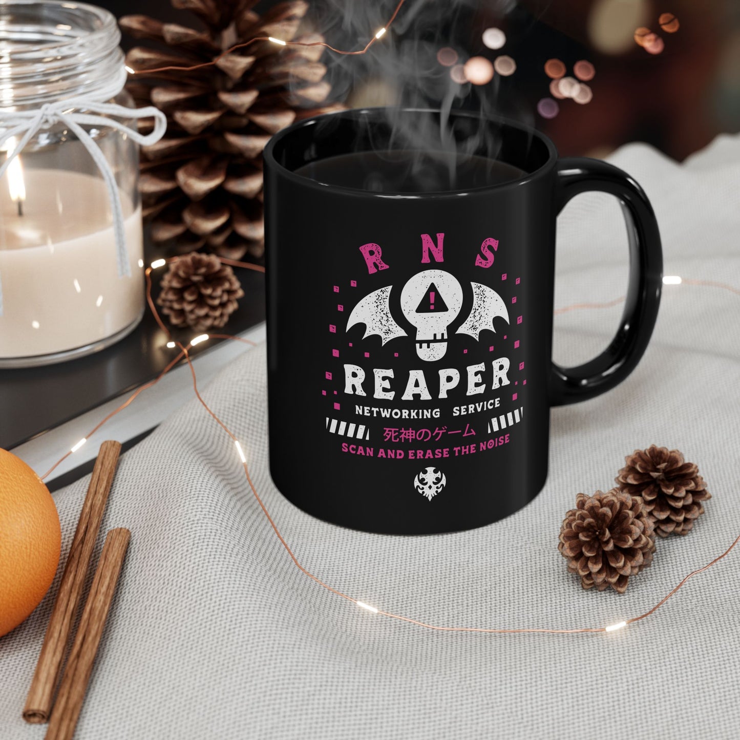 Reaper Networking Service Grunge Black Mug