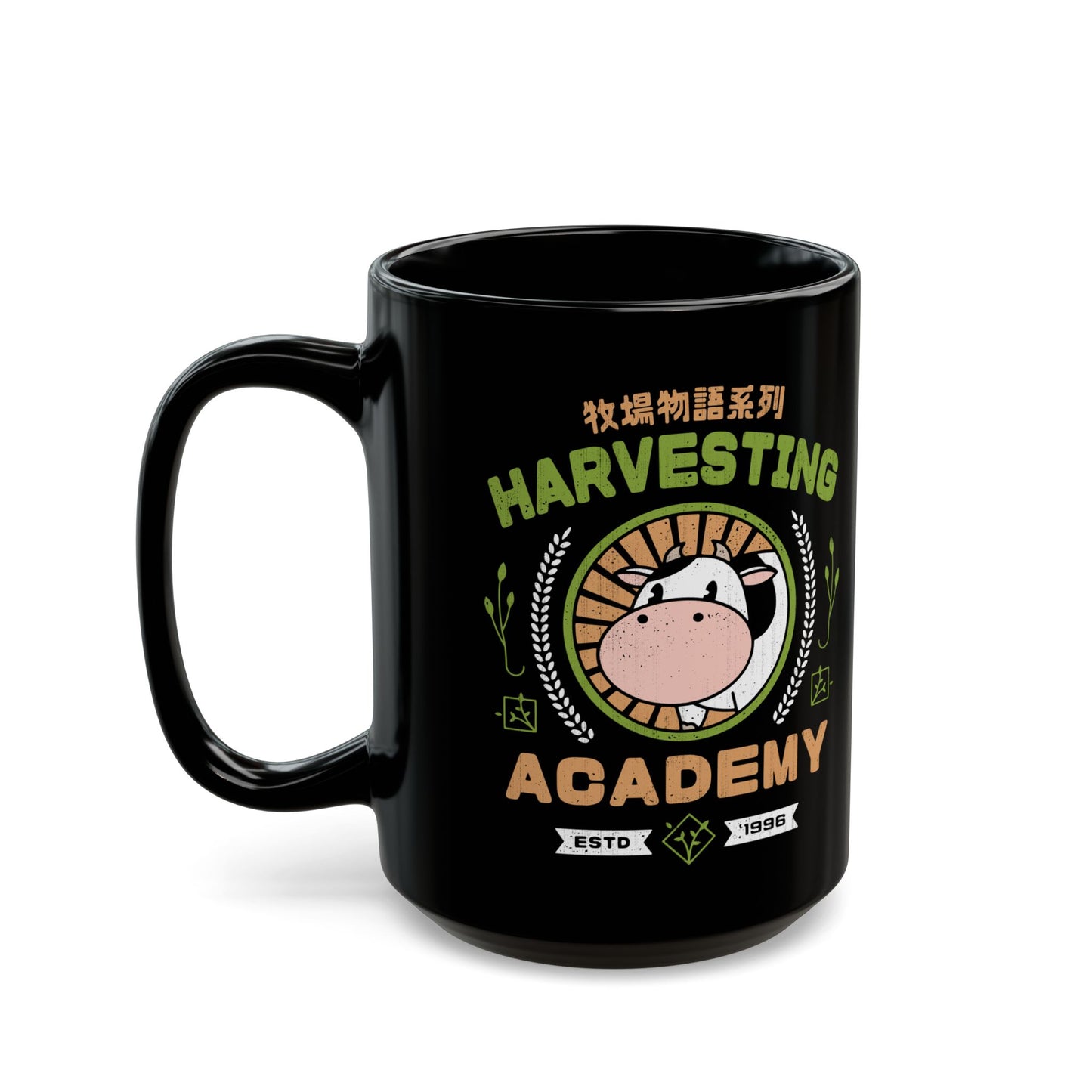 Kawaii Harvesting Academy Black Mug