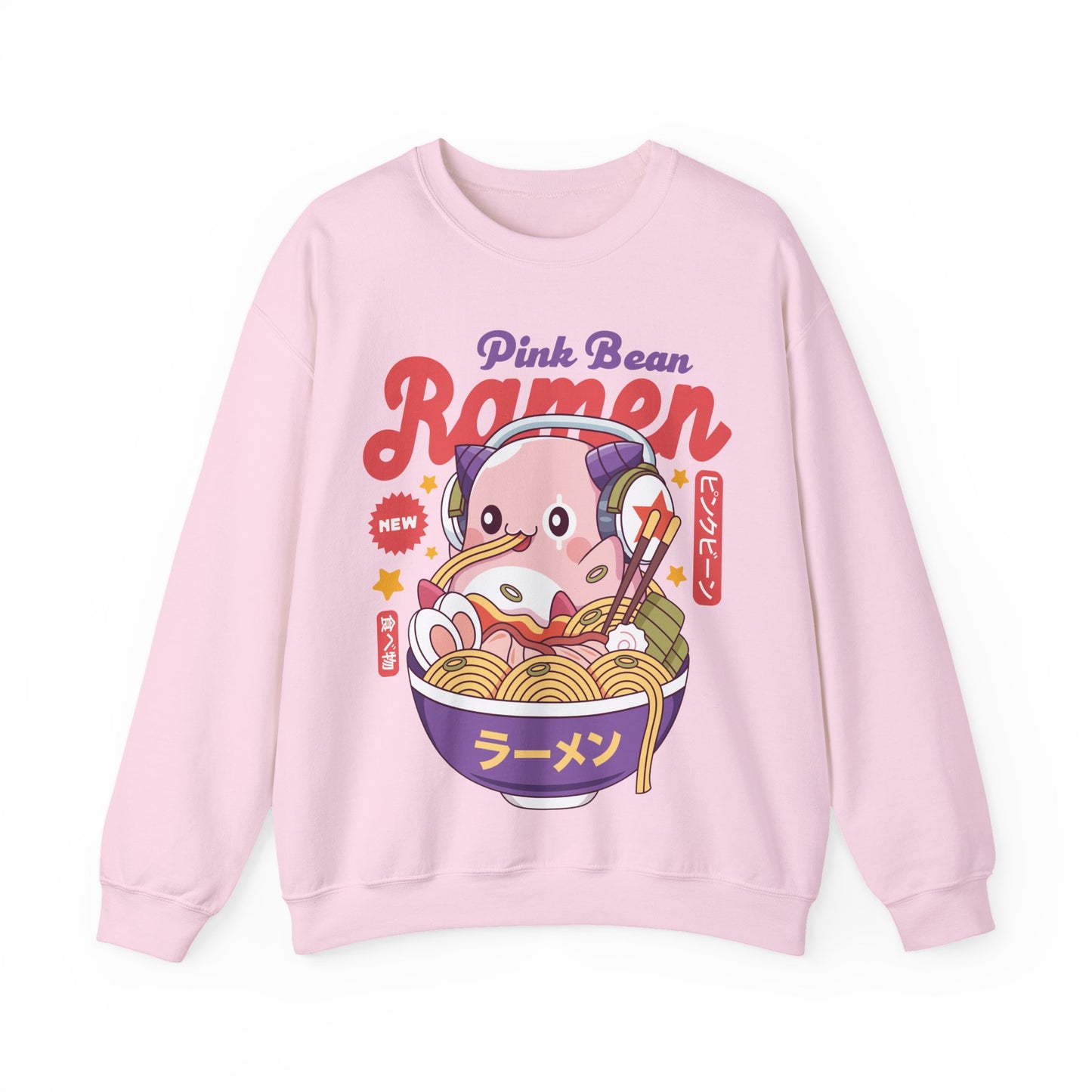 Pink Bean Ramen Kawaii Unisex Crewneck Sweatshirt