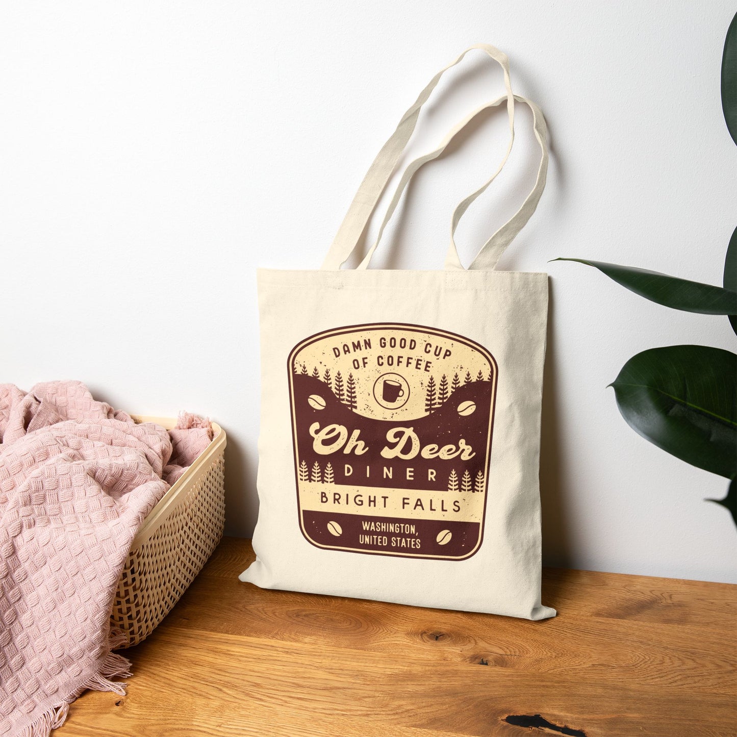 Oh Deer Diner Emblem Canvas Tote Bag