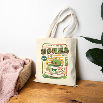 Ramuramu Valley Green Tea Cotton Canvas Tote Bag