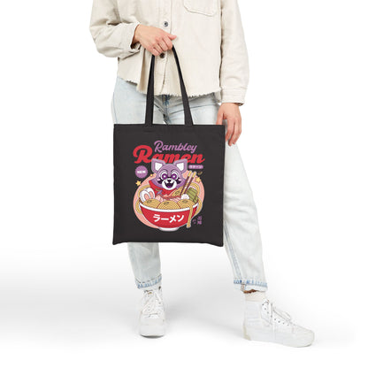 Rambley The Raccoon Ramen Canvas Tote Bag