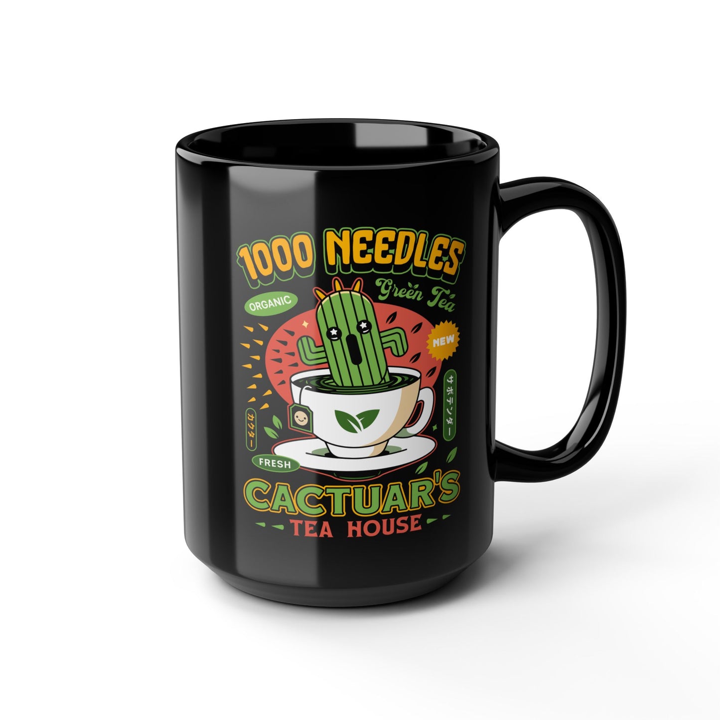 Cactuar Green Tea Emblem Black Mug