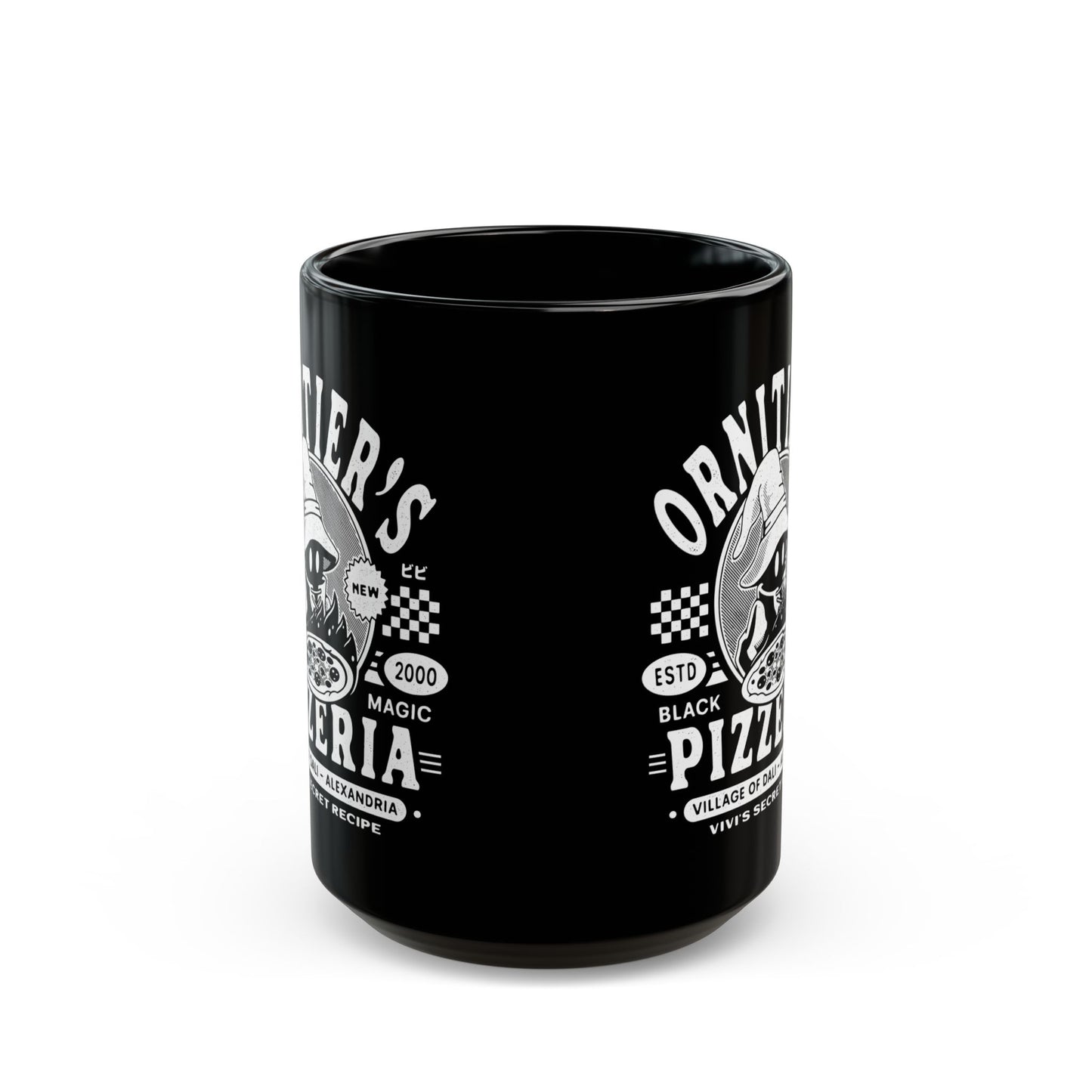 The Ornitier Pizzeria Grunge Black Mug