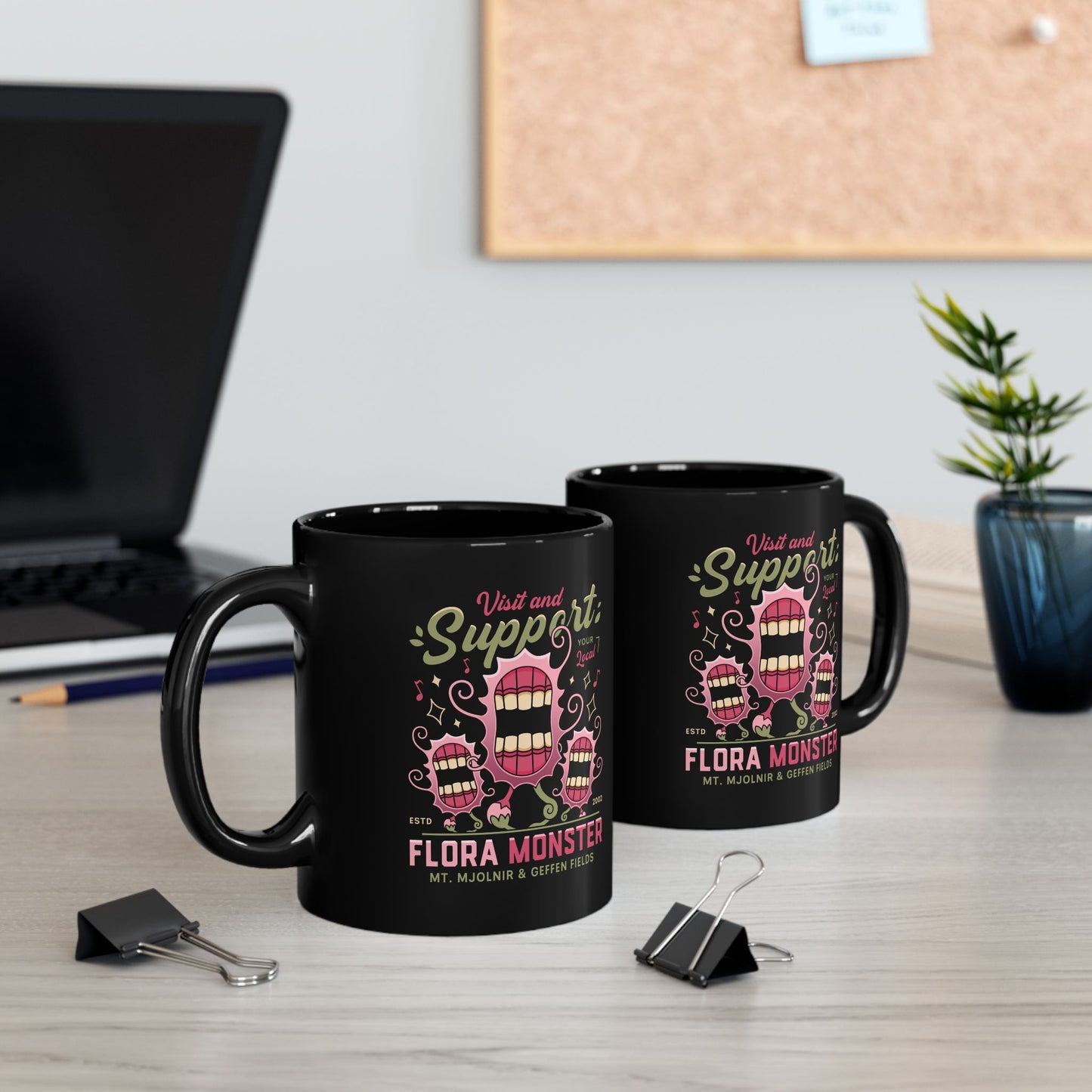 Support Geffen Field Flora Black Mug