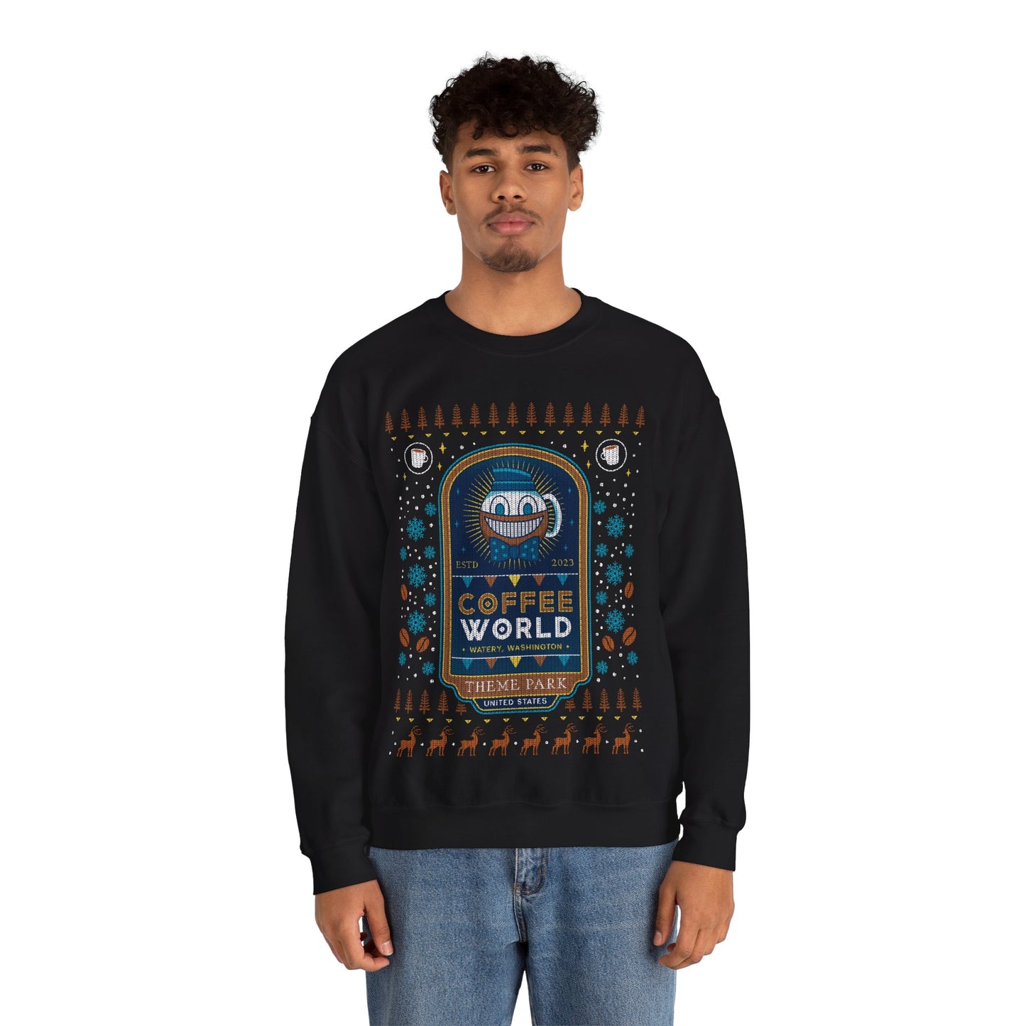 Watery Coffee World Ugly Sweater Unisex Crewneck Sweatshirt