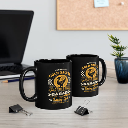 Gold Saucer Garage Vintage Black Mug