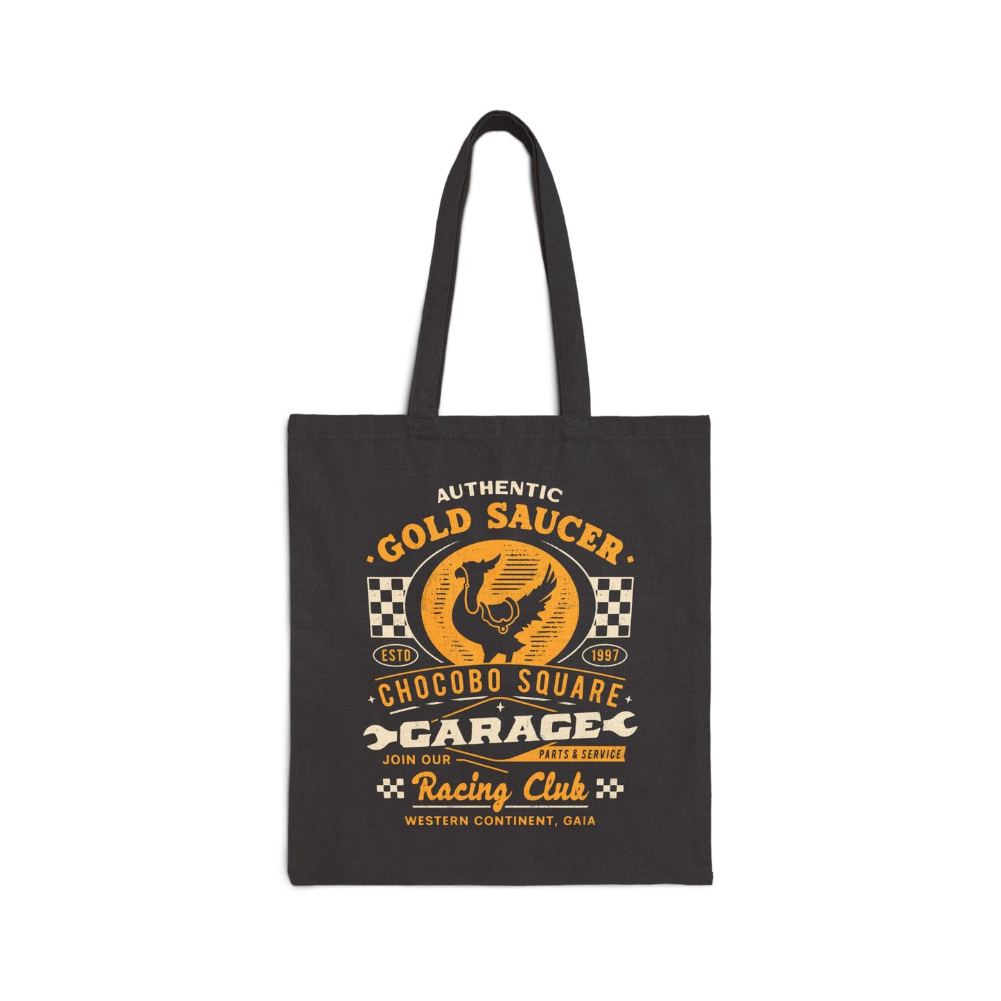Gold Saucer Garage Vintage Tote Bag
