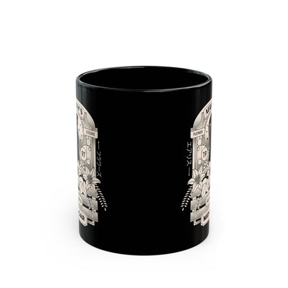 Aerith And Flowers Black Mug