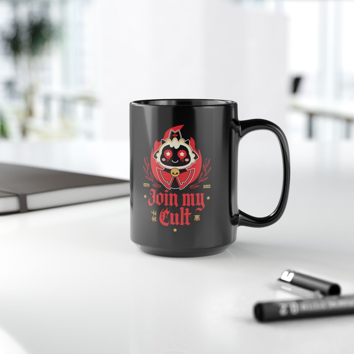 Join My Cult Emblem Black Mug