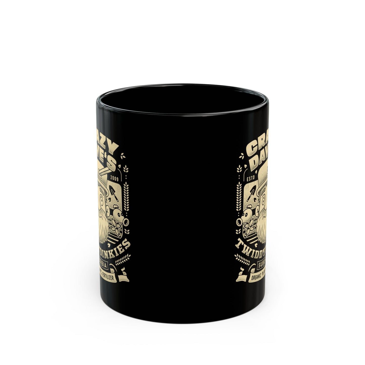 Crazy Dave Emblem Grunge Black Mug