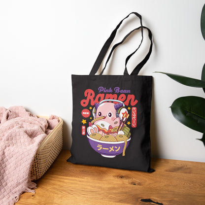 Pink Bean Ramen Kawaii Canvas Tote Bag