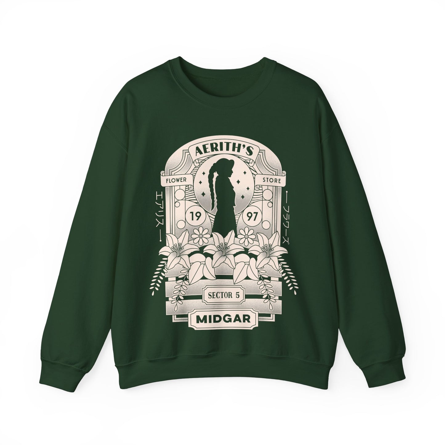 Aerith And Flowers Unisex Crewneck Sweatshirt