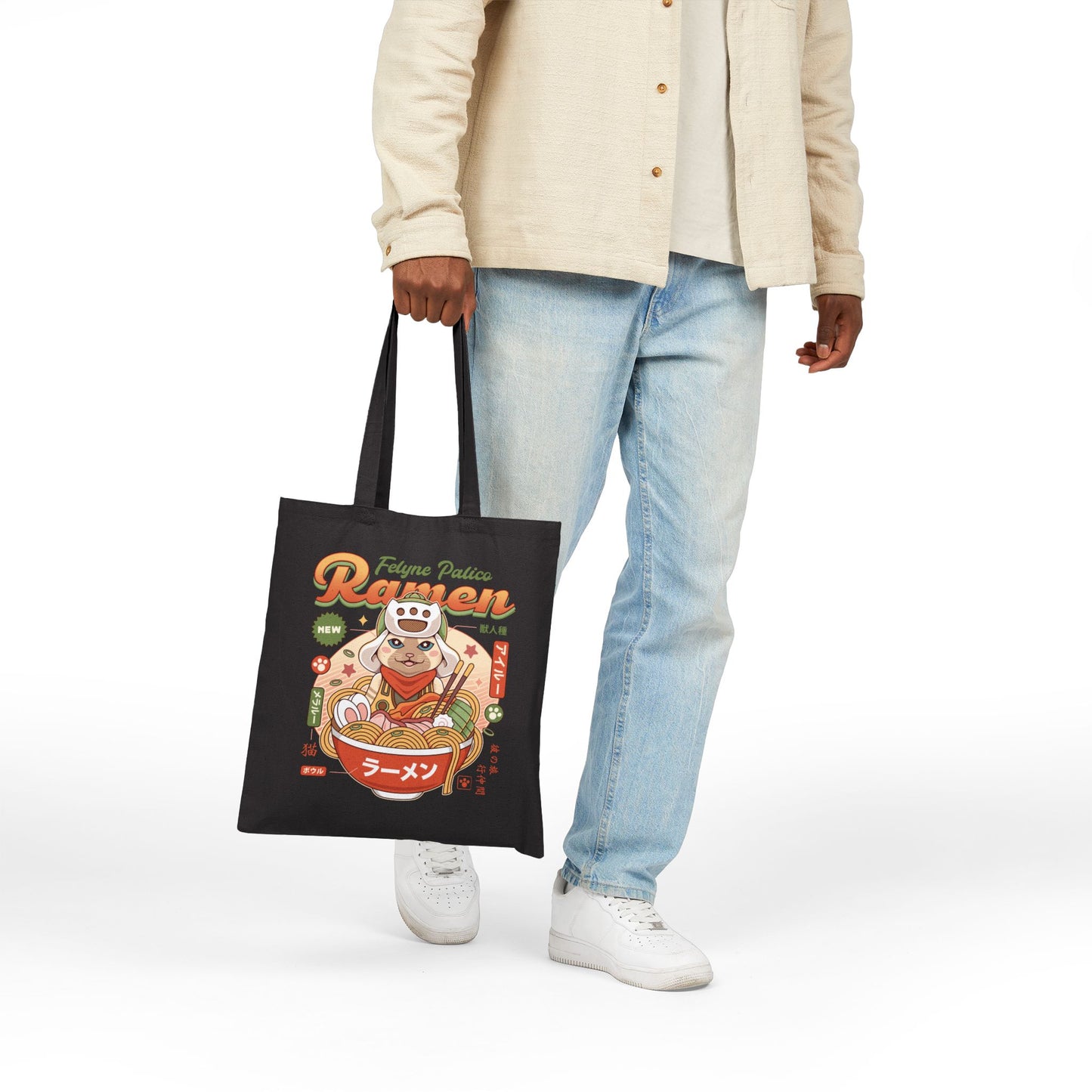 Felyne Palico Ramen Cotton Canvas Tote Bag