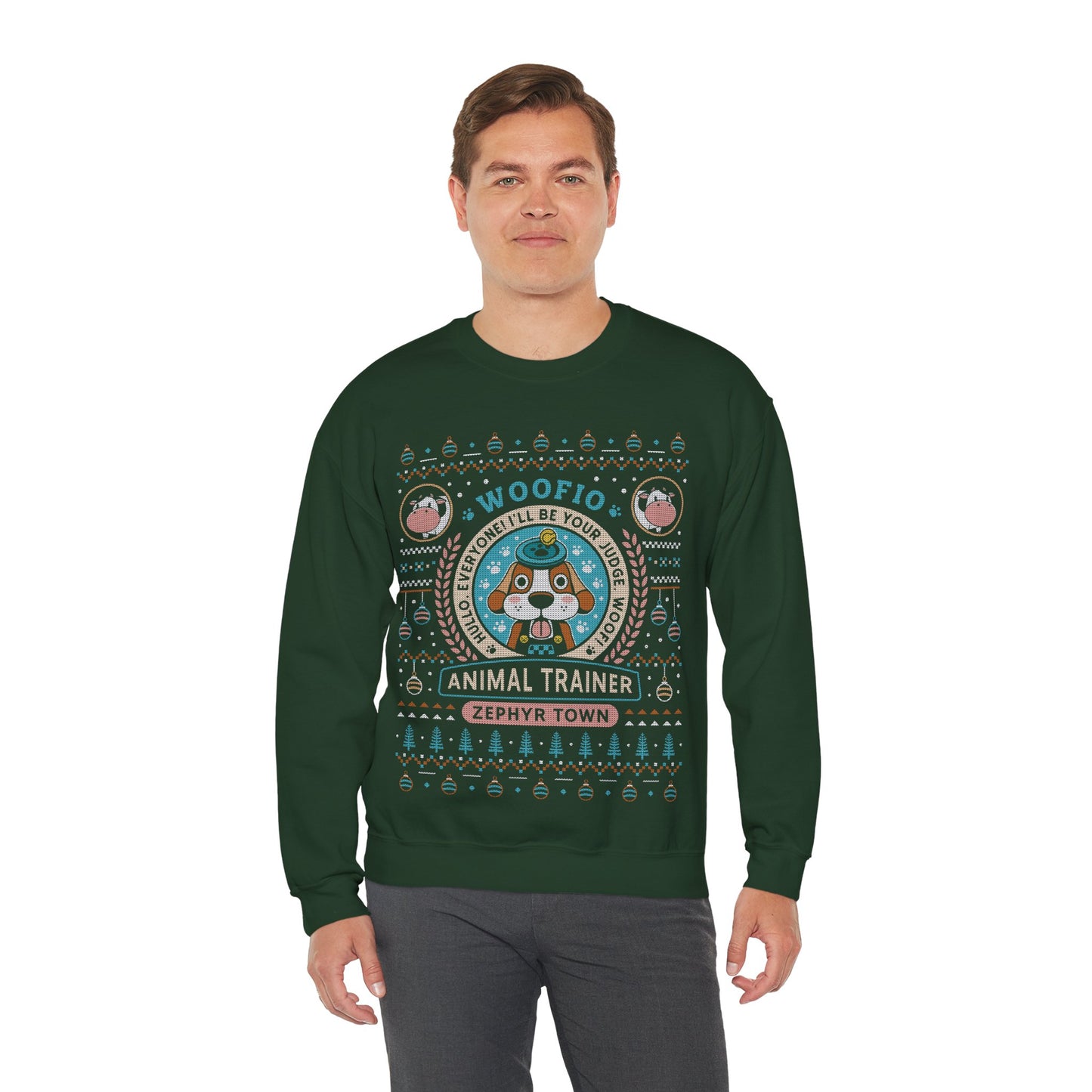 Woofio Zephyr Town Ugly Sweater Crewneck Sweatshirt