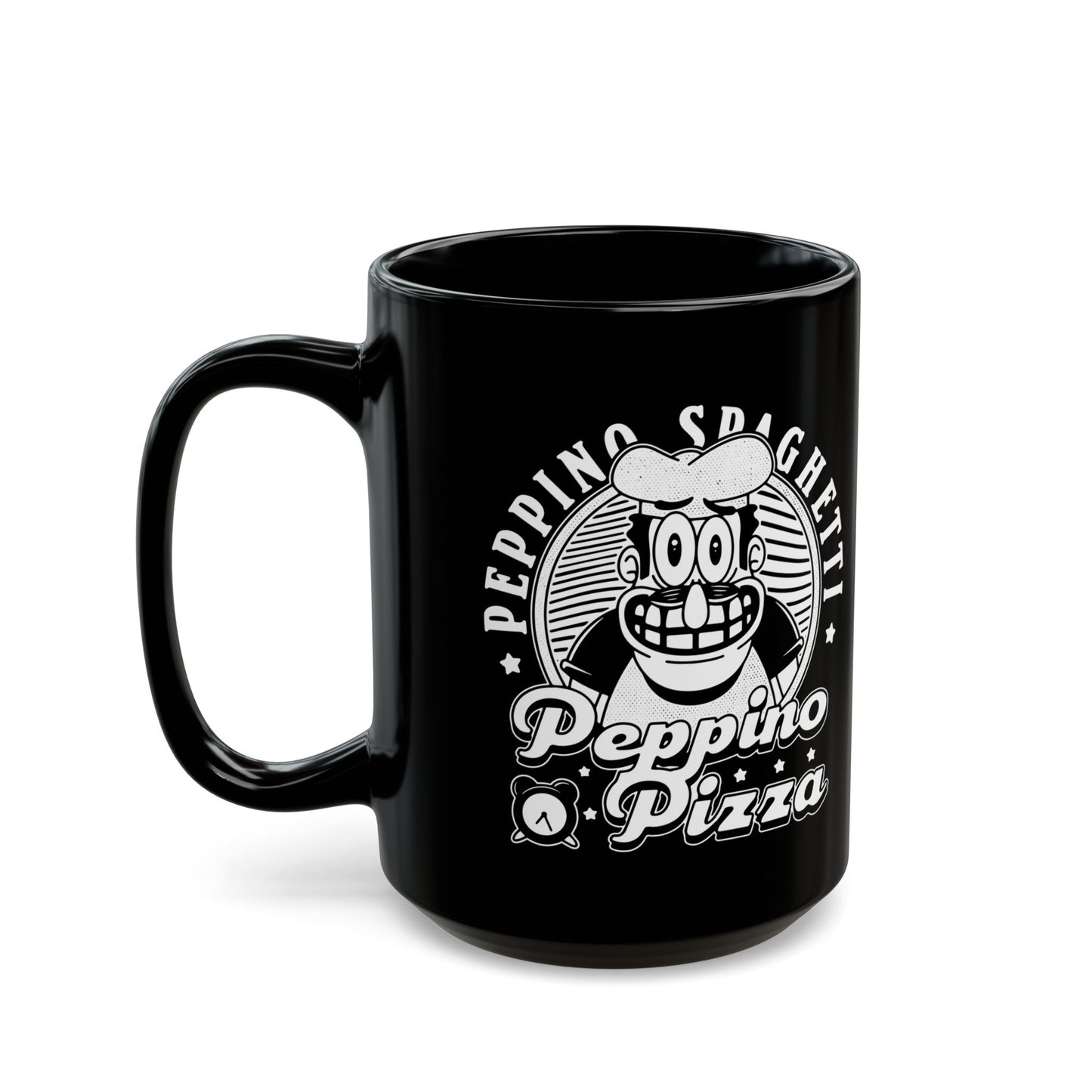 Peppino Pizza Crest Black Mug
