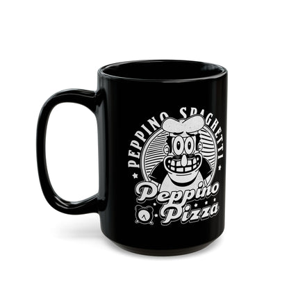 Peppino Pizza Crest Black Mug