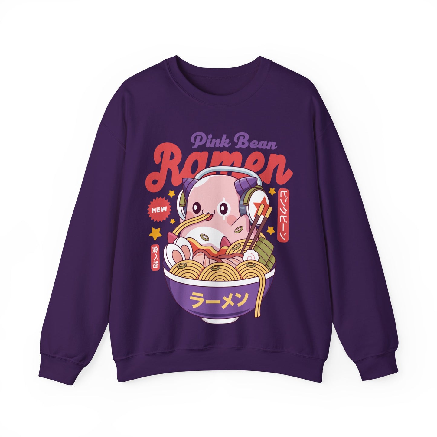 Pink Bean Ramen Kawaii Unisex Crewneck Sweatshirt