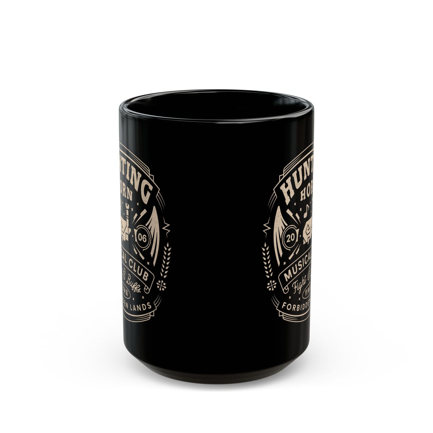 Hunting Horn Musical Club Black Mug