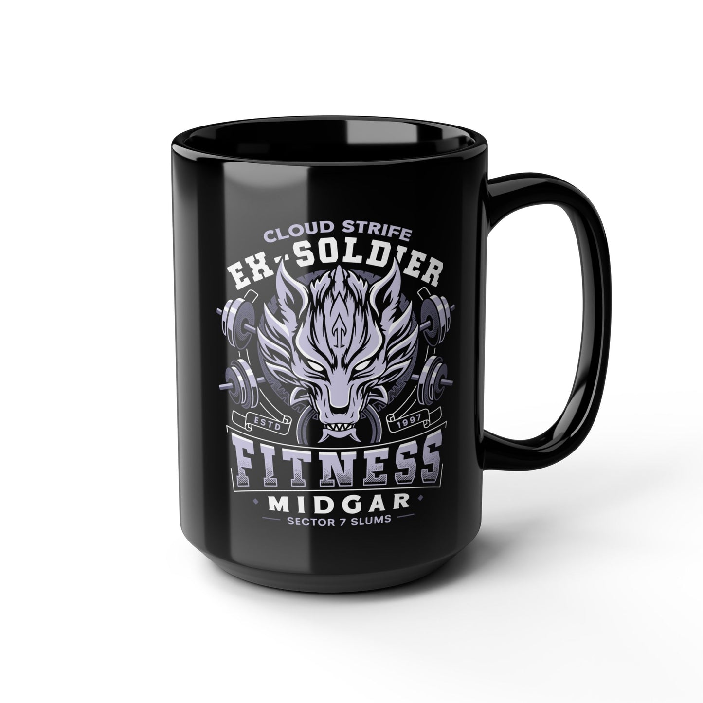 Strife Midgar Fitness Emblem Black Mug