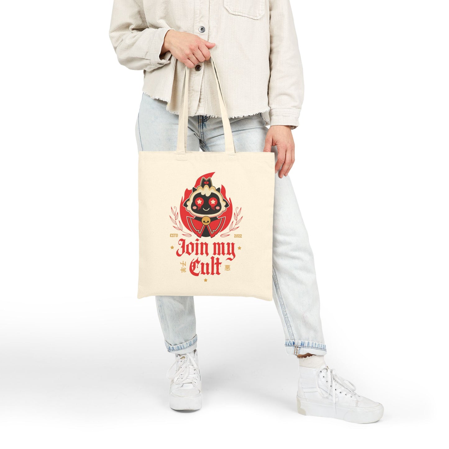 Join My Cult Emblem Cotton Canvas Tote Bag