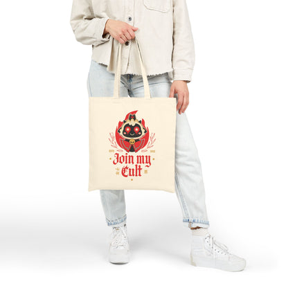 Join My Cult Emblem Cotton Canvas Tote Bag