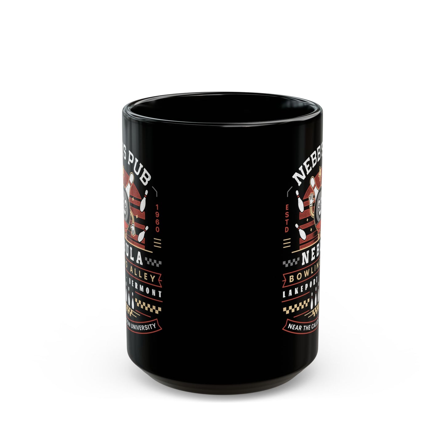 Nebb Bowling Mascot Emblem Black Mug