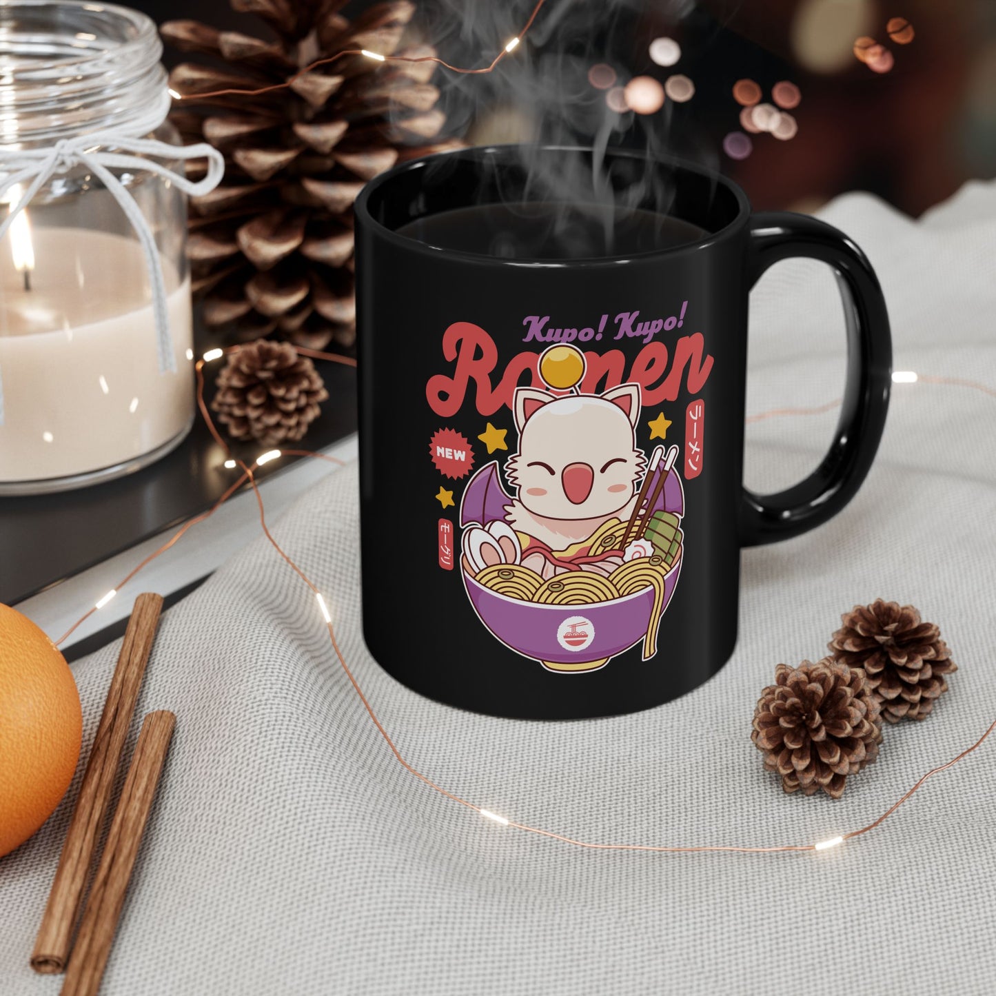 Moogle Kupo Ramen Black Mug