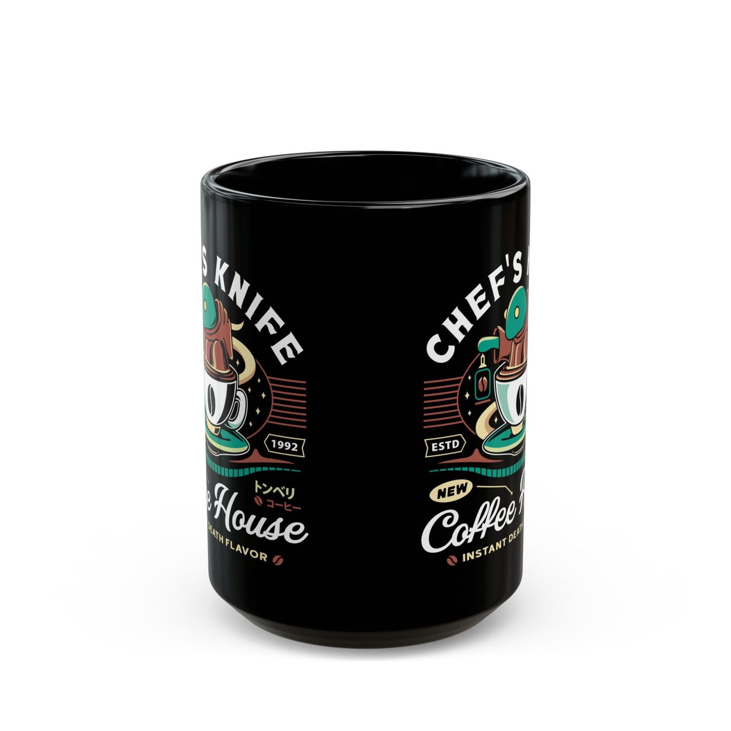 Chefs Knife Coffee Crest Black Mug