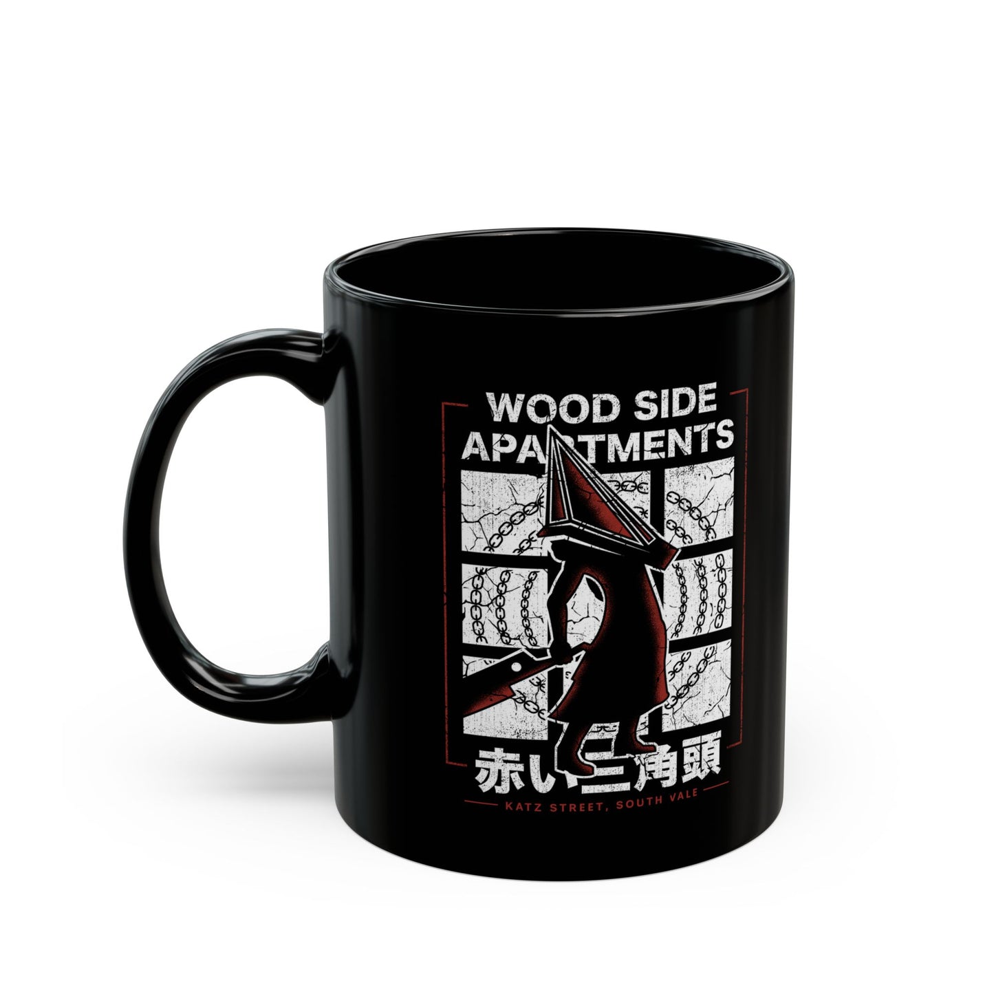 Wood Side Apartments Monster Black Mug