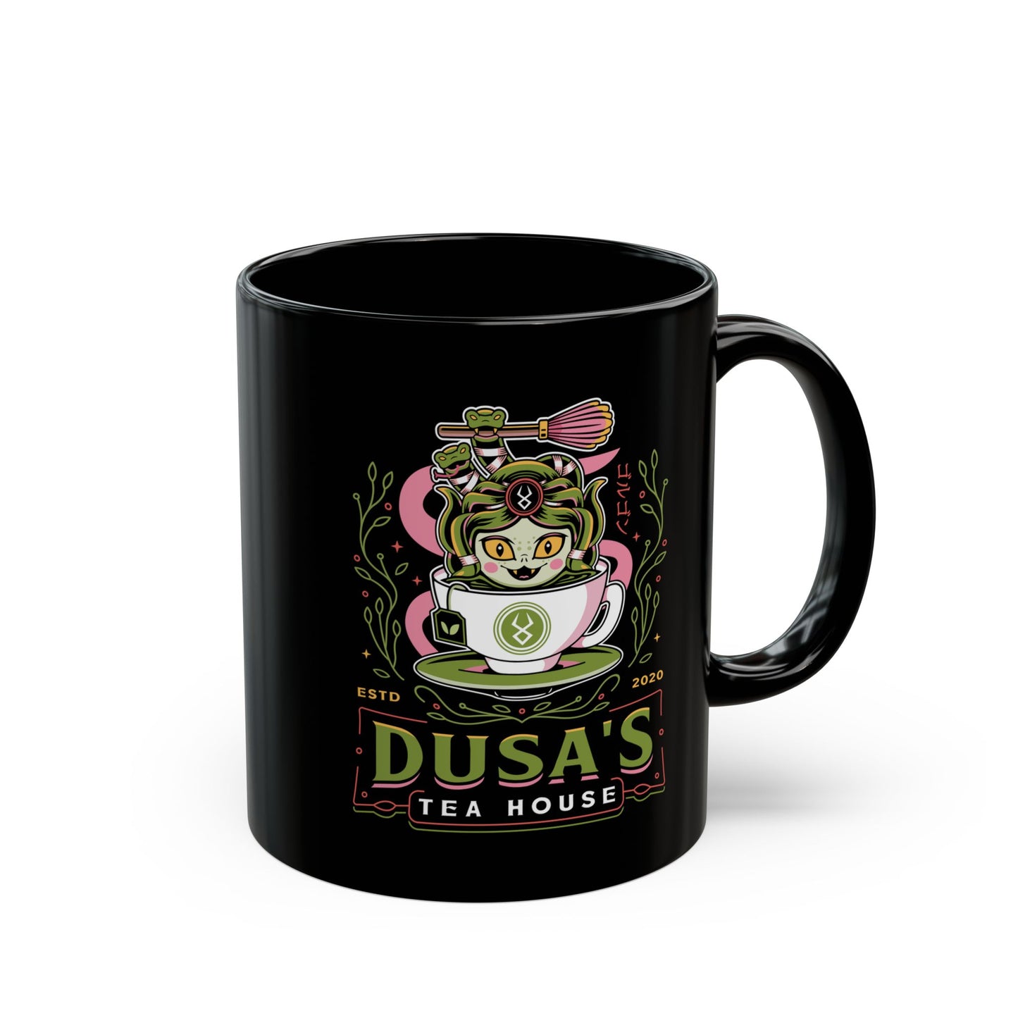 Dusa Green Tea Emblem Black Mug