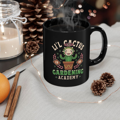 Lil Cactus Gardening Academy Black Mug